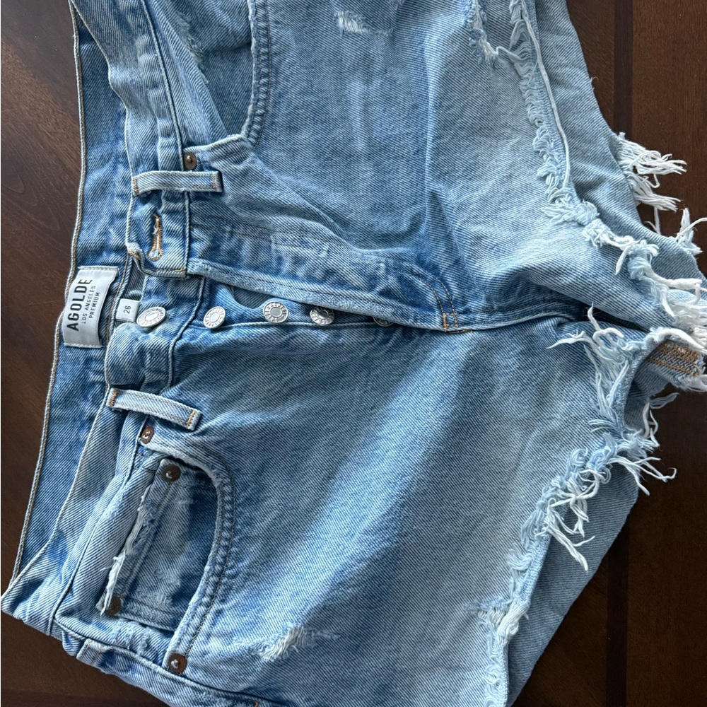 Agolde Light Blue Denim Shorts